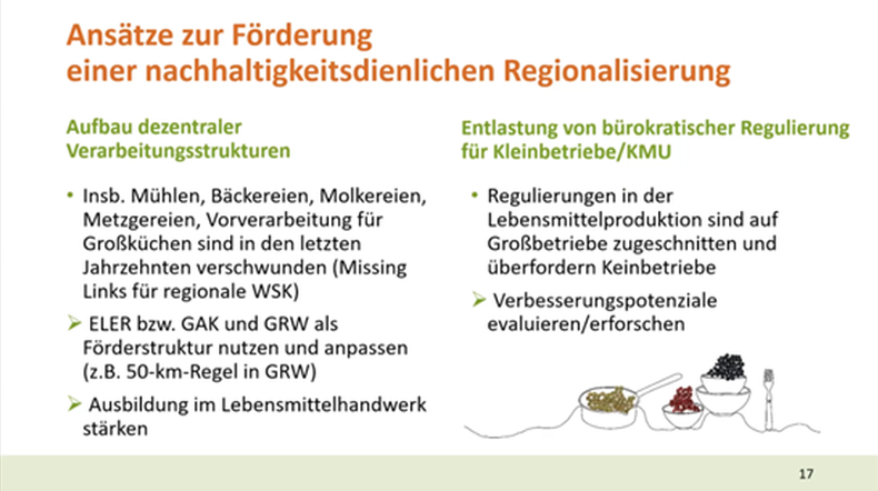presentation slide on "Ansätze zur Förderung einer nachhaltigkeitsdienlichen Regionalisierung"